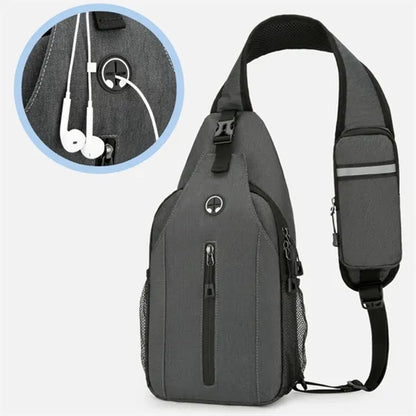 Running Crossbody Sling Bag W/ Headphone Hole Large Capacity