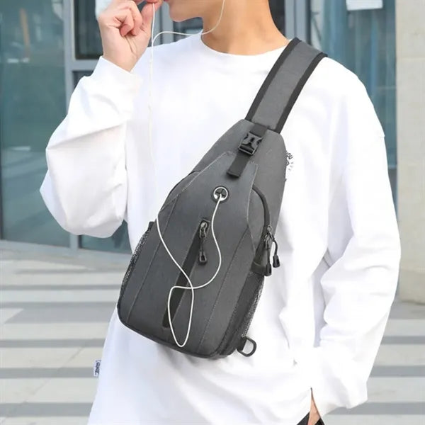 Running Crossbody Sling Bag W/ Headphone Hole Large Capacity