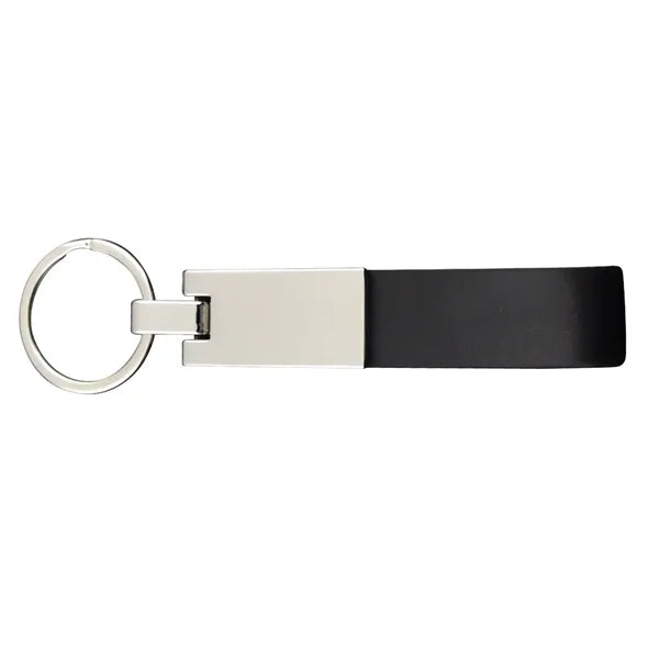 Leather Strap Keychain w/ Metal Plate