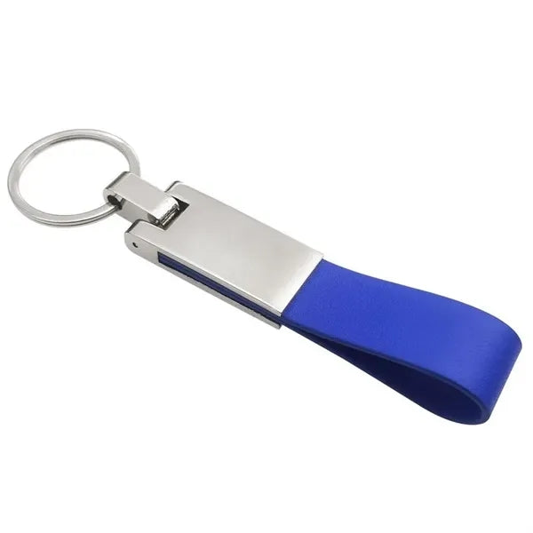 Leather Strap Keychain w/ Metal Plate