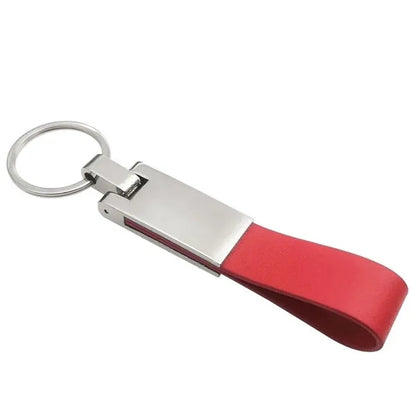 Leather Strap Keychain w/ Metal Plate