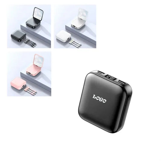 Mini Portable Power Bank with Built-in Beauty Mirror