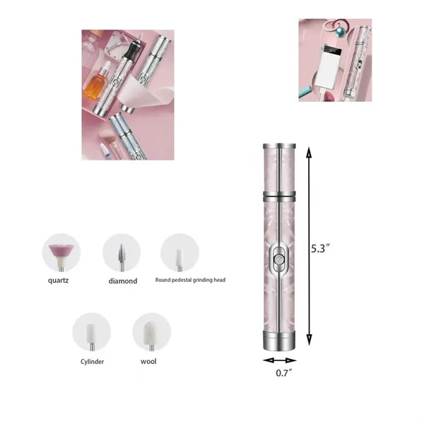 Rechargeable Electric Nail Grinder with 5 Grinding Heads