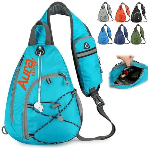 Reflective Running Crossbody Sling Bag W/ Headphone Jack