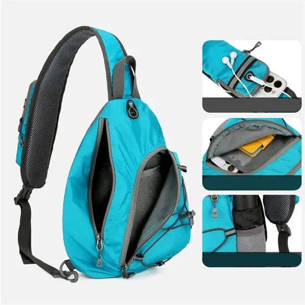 Reflective Running Crossbody Sling Bag W/ Headphone Jack