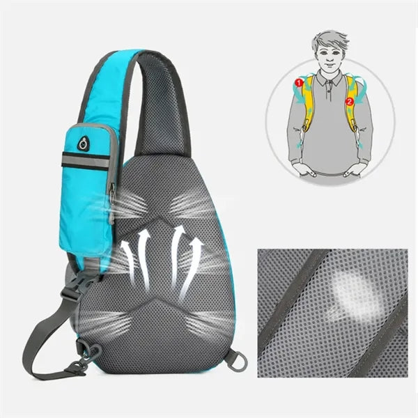 Reflective Running Crossbody Sling Bag W/ Headphone Jack