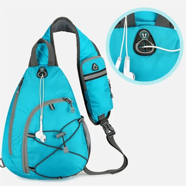Reflective Running Crossbody Sling Bag W/ Headphone Jack