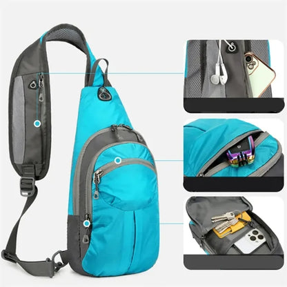 Outdoor Hiking Cycling Crossbody Sling Bag W/ Headphone Jack