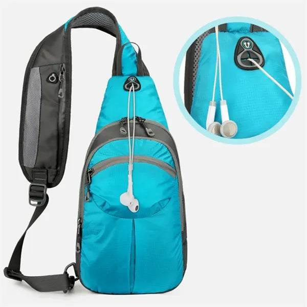 Outdoor Hiking Cycling Crossbody Sling Bag W/ Headphone Jack