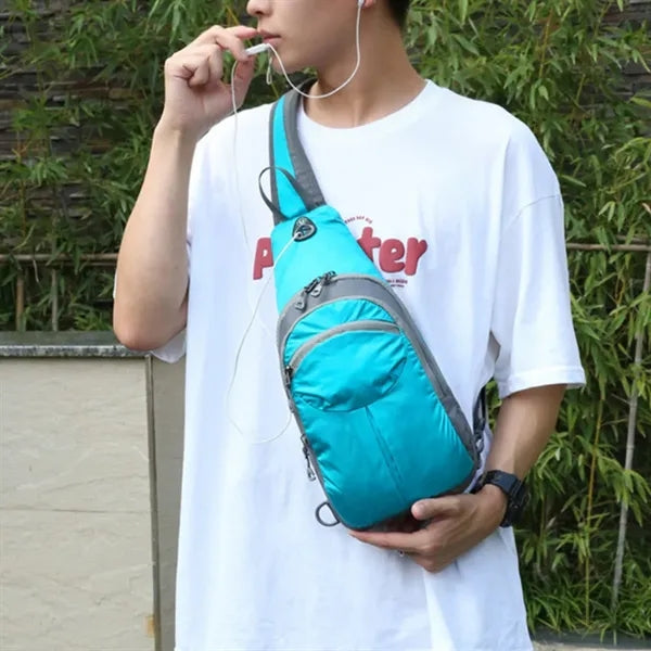 Outdoor Hiking Cycling Crossbody Sling Bag W/ Headphone Jack