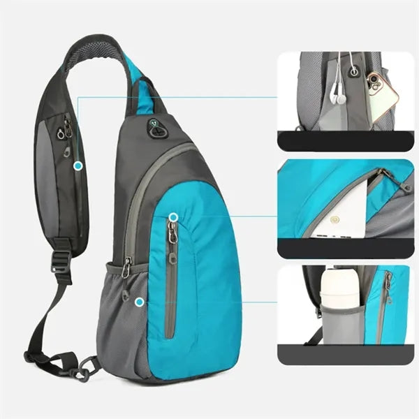 Waterproof Cycling Crossbody Sling Bag W/ Headphone Jack