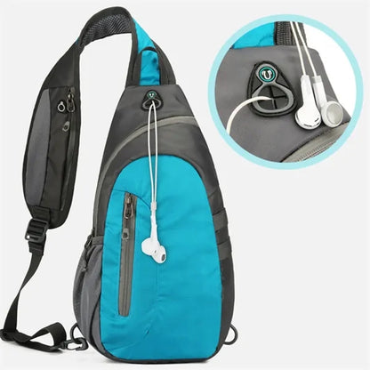 Waterproof Cycling Crossbody Sling Bag W/ Headphone Jack