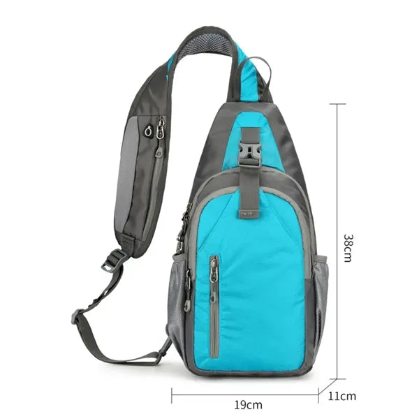Cycling Hiking Crossbody Sling Bag W/ Two Headphone Jack