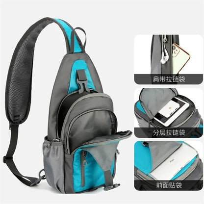 Cycling Hiking Crossbody Sling Bag W/ Two Headphone Jack