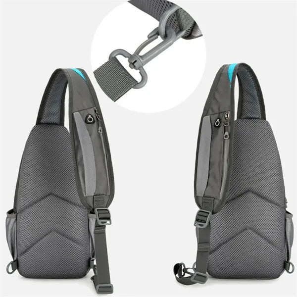Cycling Hiking Crossbody Sling Bag W/ Two Headphone Jack