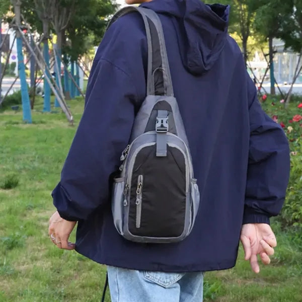 Cycling Hiking Crossbody Sling Bag W/ Two Headphone Jack