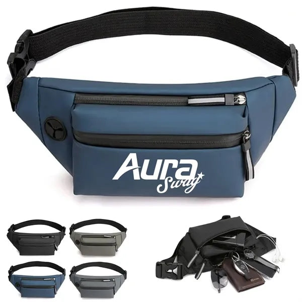 Waterproof Running Fitness Waist Fanny Bag W/ Headphone Jack