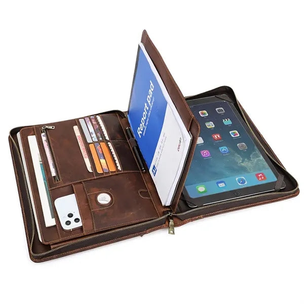 Genuine Leather Zippered Padfolio