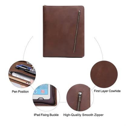 Genuine Leather Zippered Padfolio
