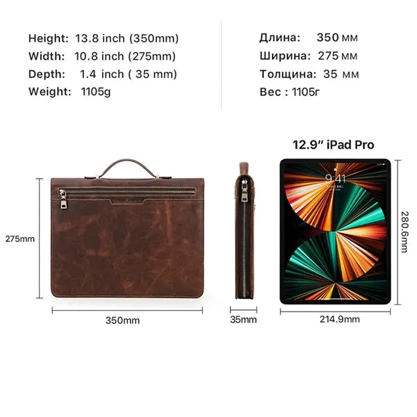 Genuine Leather Zippered Padfolio
