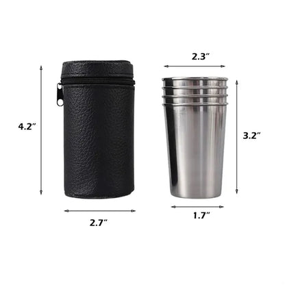 Stainless Steel Cup Set with PU Case