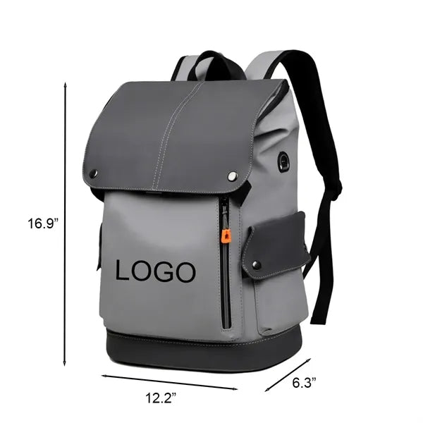 Durable PU Leather Large Backpack for Work School Travel