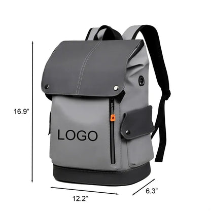 Durable PU Leather Large Backpack for Work School Travel