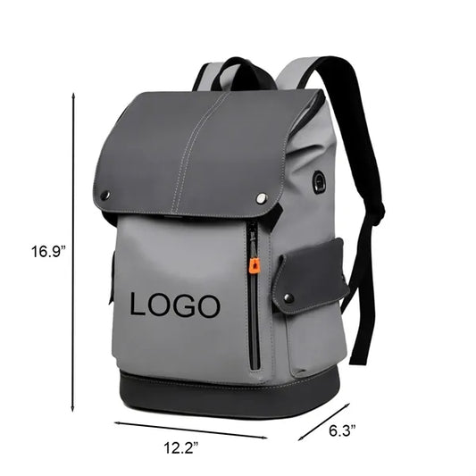 Durable PU Leather Large Backpack for Work School Travel