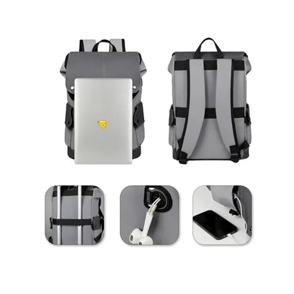 Durable PU Leather Large Backpack for Work School Travel