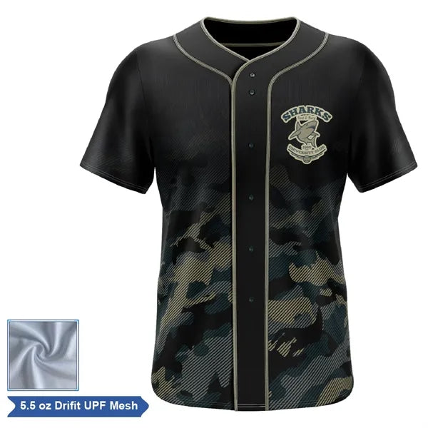 Sublimation UPF Mesh Full-Button Baseball Jersey - Men Women