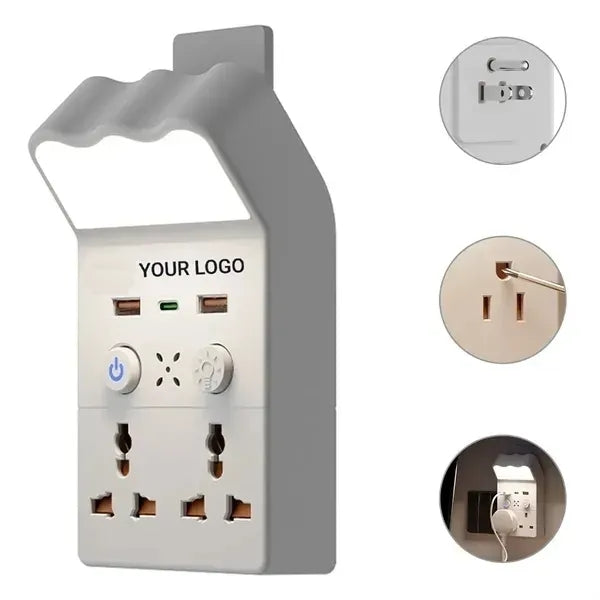 Travel USB wall charger outlet extender with night light