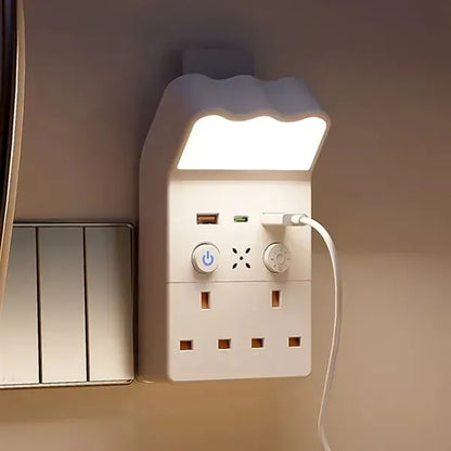 Travel USB wall charger outlet extender with night light