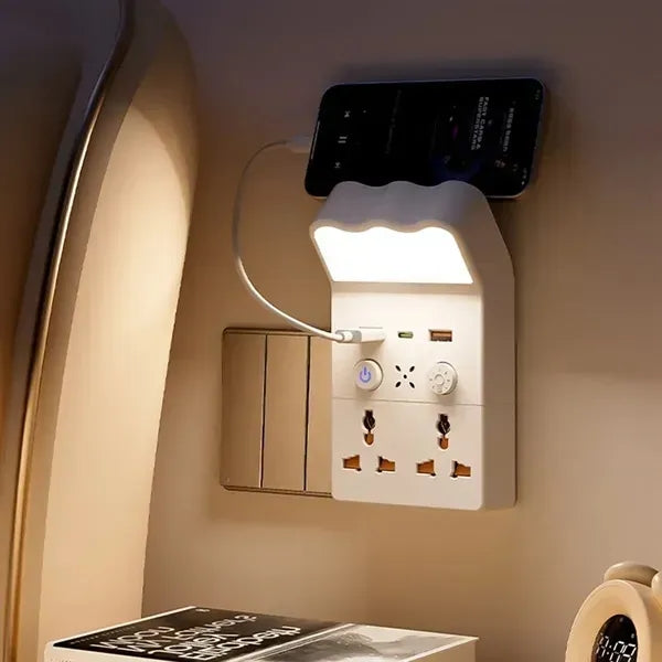 Travel USB wall charger outlet extender with night light
