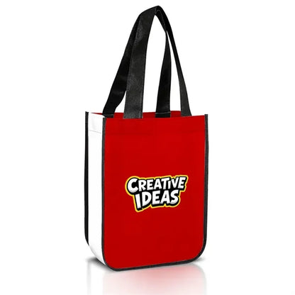 SHOPPER NON-WOVEN TWO TONE TOTE BAG ( 9" X 11.75" X 4" )
