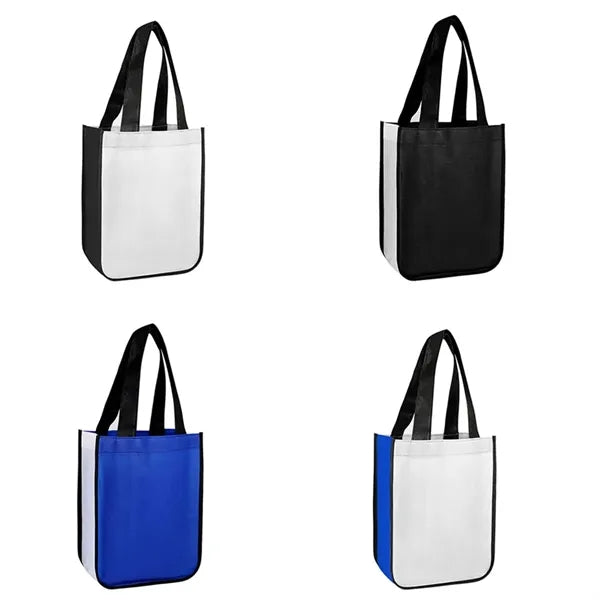 SHOPPER NON-WOVEN TWO TONE TOTE BAG ( 9" X 11.75" X 4" )