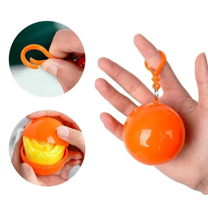 Disposable Emergency Rain Ponchos in Keychain Balls