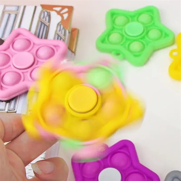 Pop Fidget Toy Spinner Star 5 Bubbles Stress Reliever with C