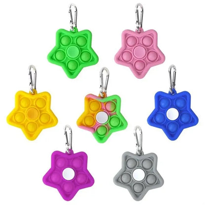 Pop Fidget Toy Spinner Star 5 Bubbles Stress Reliever with C