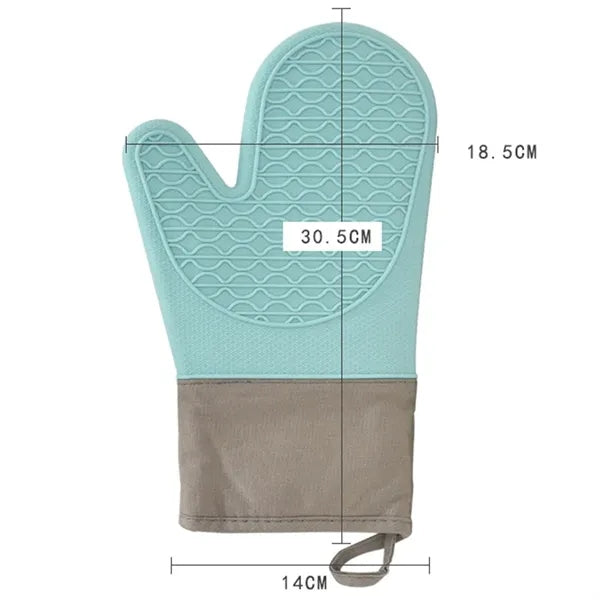 Heat Resistant Silicone Oven Mitts with Thick Cotton Lining