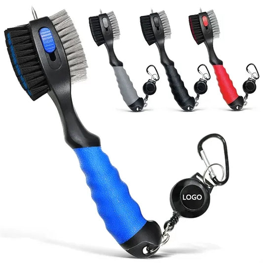 Golf Club Brushes Groove Cleaner with Retractable Zipline Ca