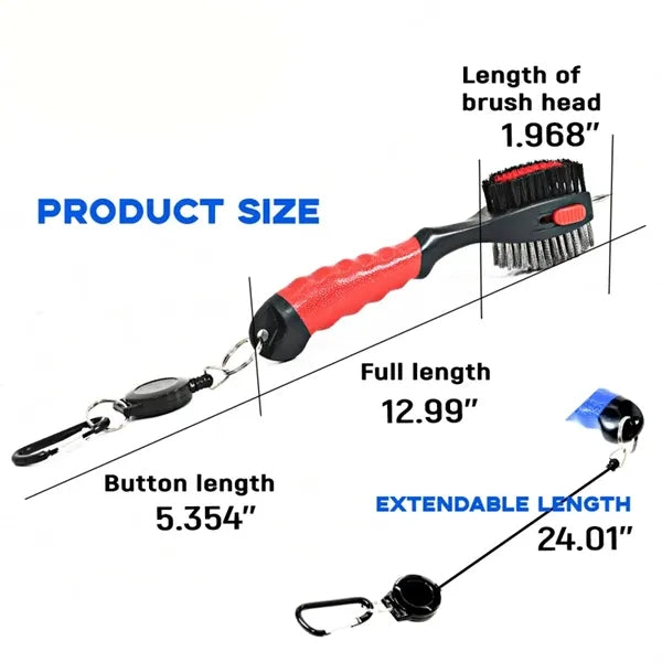 Golf Club Brushes Groove Cleaner with Retractable Zipline Ca