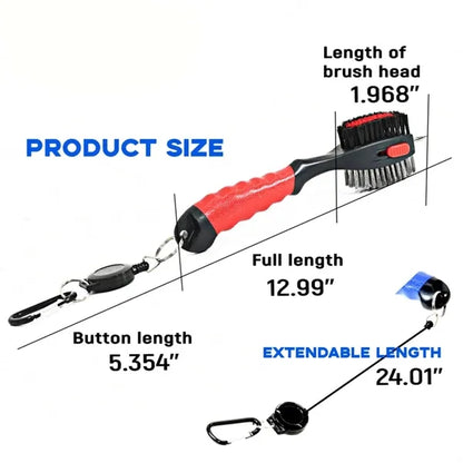 Golf Club Brushes Groove Cleaner with Retractable Zipline Ca
