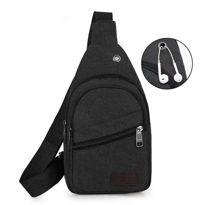 Canvas Sling Large Capacity Crossbody Chest Bag with Ear