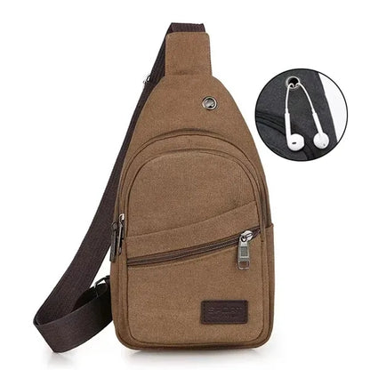 Canvas Sling Large Capacity Crossbody Chest Bag with Ear