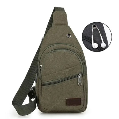 Canvas Sling Large Capacity Crossbody Chest Bag with Ear