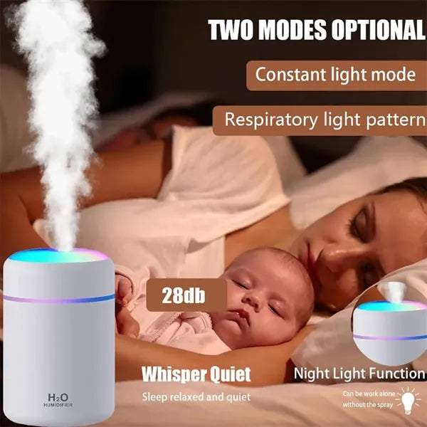 Portable Mini USB Rechargeable Humidifier with Colorful Nigh