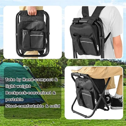 Camping Folding Chair with Cooler Backpack