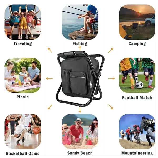 Camping Folding Chair with Cooler Backpack