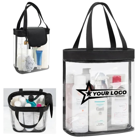 Clear Waterproof Toiletry Bag with Handle and Flap Cover