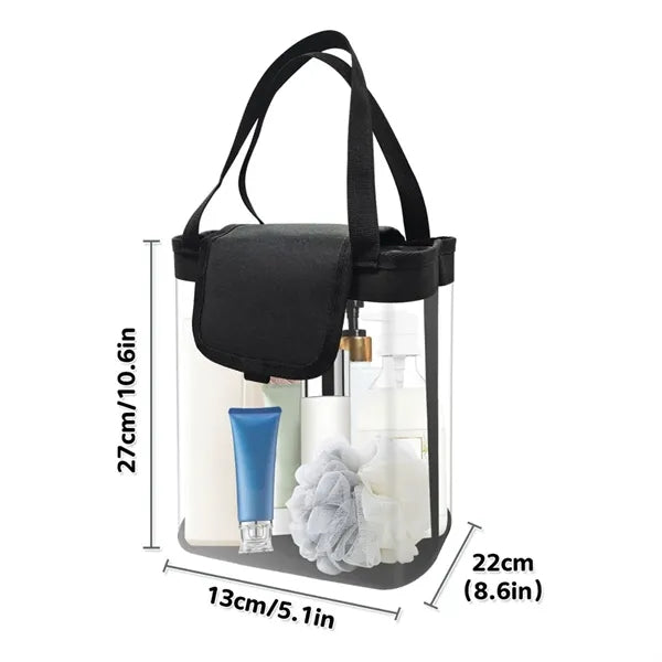 Clear Waterproof Toiletry Bag with Handle and Flap Cover
